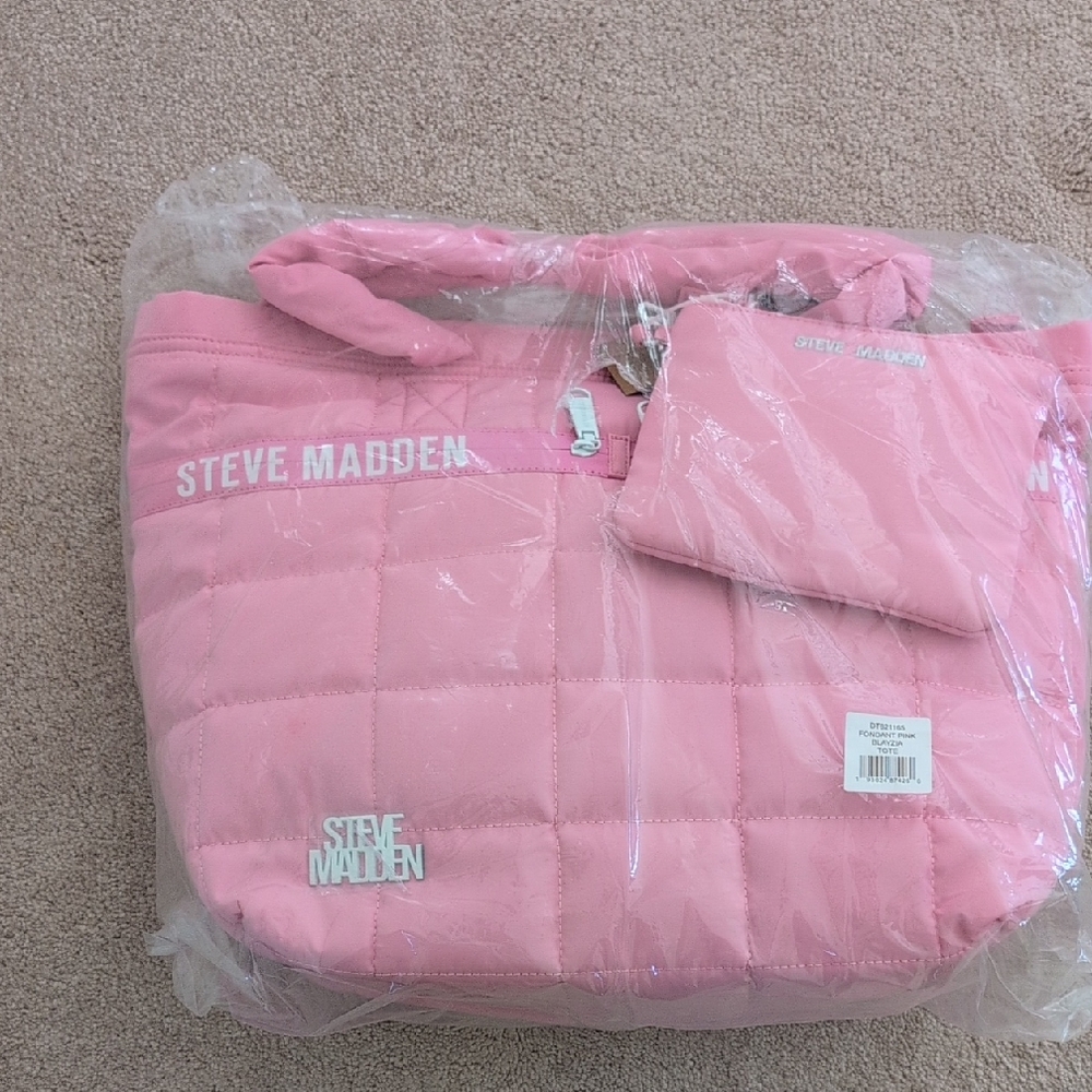 Steve Madden Blush Quilted Tote with Pouch